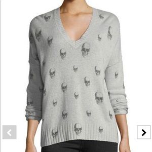 Skull Cashmere V Neck Sweater